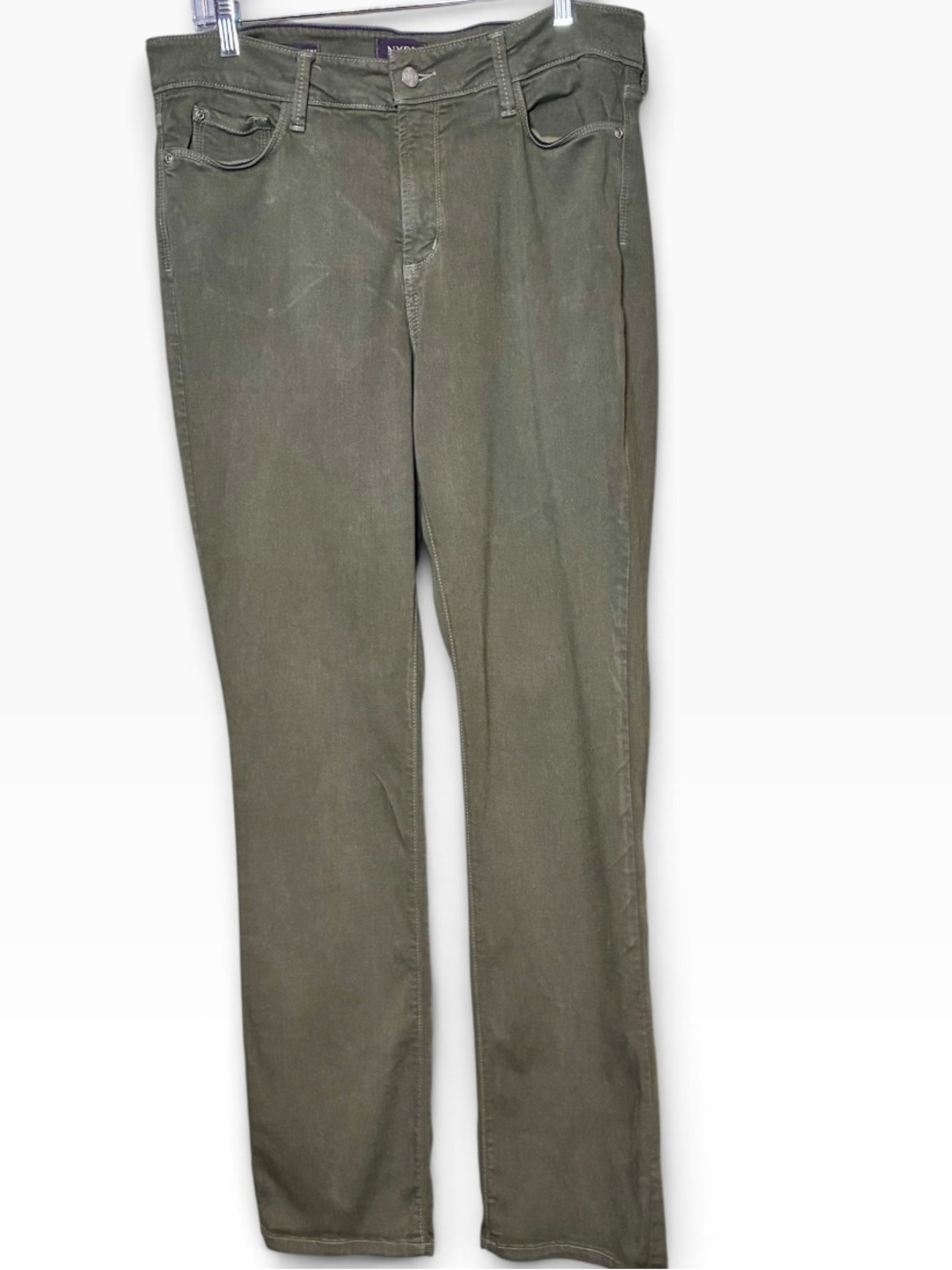 NYDJ Marilyn Straignt Stretch Jeans Olive Army Green Style MQZ1425 Cut 1012705
